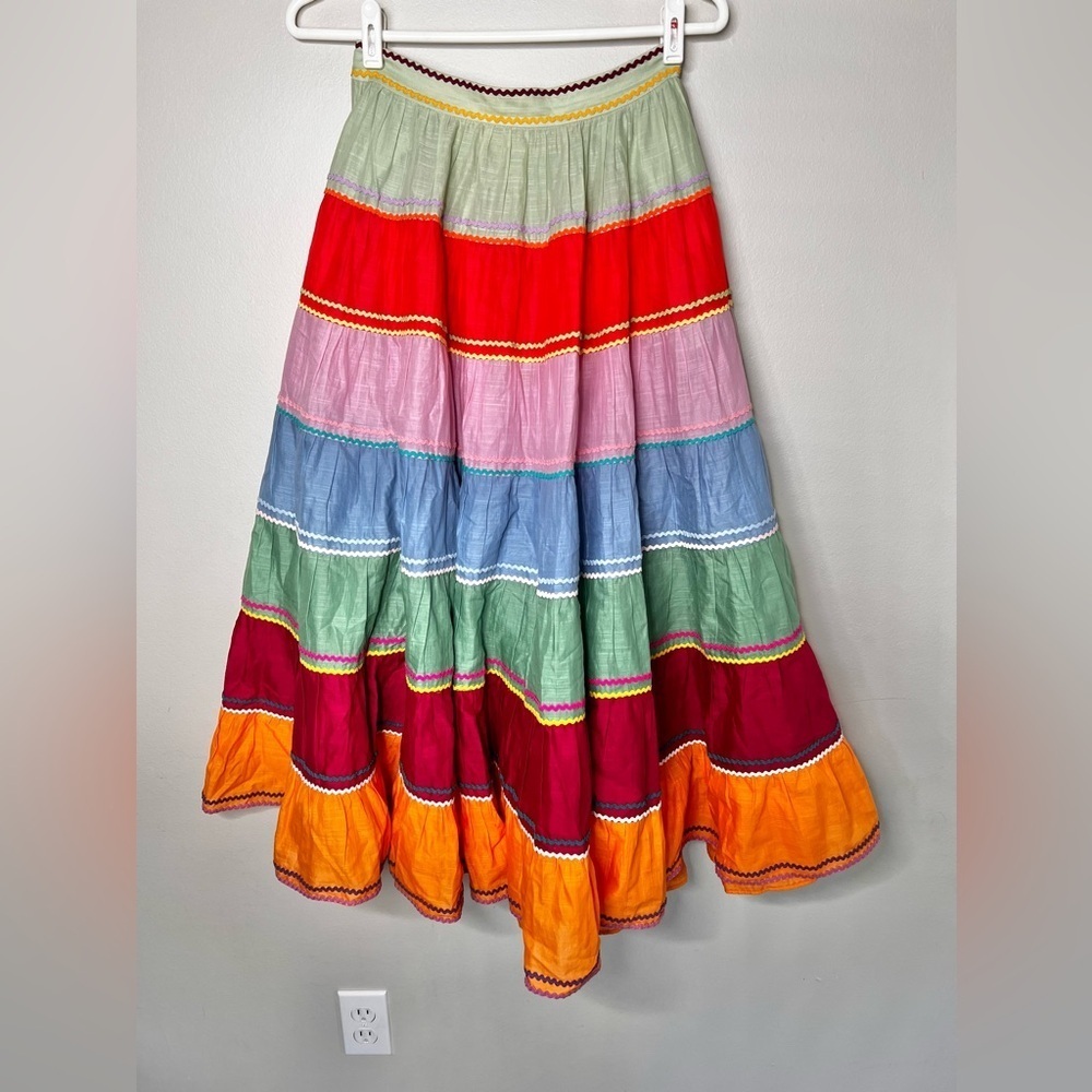 NWOT Zimmermann Riders Multi Tiered Midi Skirt Flare Size 0/XS - Picture 5 of 9